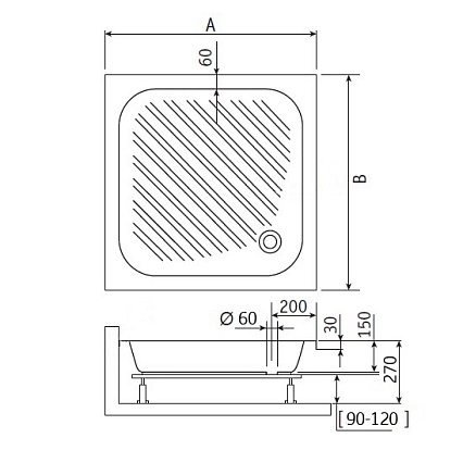 Поддон для душа RGW B/CL-S-A 90x90