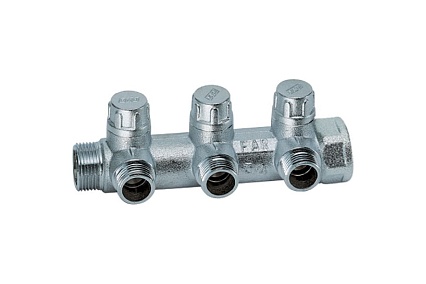 Коллектор балансировочный FAR 3/4 (НР-ВР) с 3 отв. 1/2 EU, хром.(аналог FK 3870 3412) FK 3879 341203