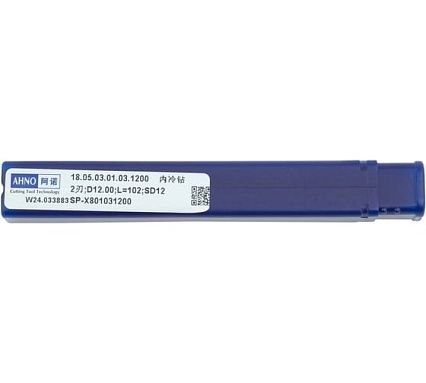 Сверло AHNO 12.0 мм, твердосплавное, 3D, с подводом СОЖ, SP-X801031200, VHM, по стали, чугуну, нерж. и жаропроч.стали ah00262