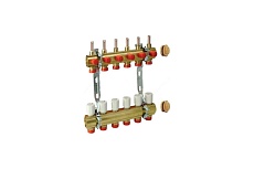 Коллекторная группа Giacomini латунь R553K 1 ВР/ВР, 11 выходов 3/4 НР под евро с расходомерами R553KY071 040-0299