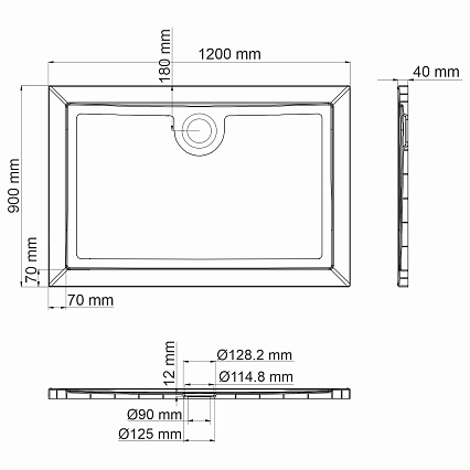 Поддон для душа WasserKRAFT Salm 27T07 120x90