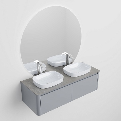 Мебель для ванной Black&White Universe U915.1400-2 Double 140 см, светло-серый, две раковины Мебель для ванной Black&White Universe U915.1400-2 Double 140 см, светло-серый, две раковины