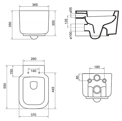 Подвесной унитаз Belbagno Vaso BB127CH белый