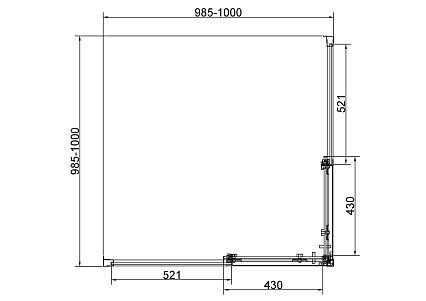 Душевой уголок Vincea Слим 8мм (Slim 8mm) VSS-4SL100CLGM 100x100 вороненая сталь, стекло прозрачное