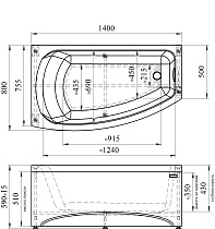 Акриловая ванна Ваннеса Мэри 140x80 см правая