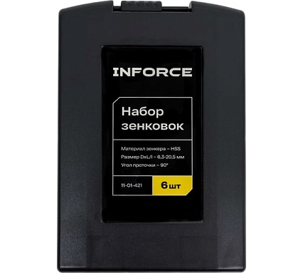 Набор зенковок 90 гр. 6.3-20.5 мм HSS-G 6шт. Inforce 11-01-421