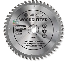 Диск пильный по дереву MKSS Toolbox Woodcutter WC1600 160x48Тх20/16 мм WC16004820