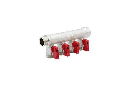 Коллектор VRT 3/4"x1/2", с отсечными кранами, 4 выхода 531863
