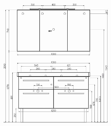 Мебель для ванной Villeroy&Boch 2Day2 125 см светлое дерево