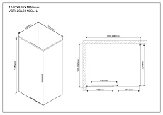 Душевой уголок Vincea Slim VSR-2SL 100x80 черный, прозрачный, L