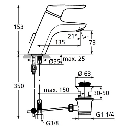 Смеситель для раковины Ideal Standard Ceramix Blue A5646AA