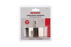 Коронка алмазная Rexant 100 мм с центровочным сверлом 92-0021