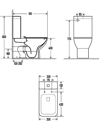 Унитаз-компакт AQUAme AQM1004 / AQM1102 безободковый, с микролифтом