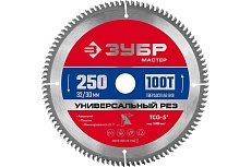 Диск пильный по алюминию Зубр Универсальный рез 250x32/30 мм, 100Т 36916-250-32-100_z01