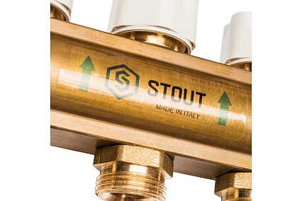 Распределительный коллектор из латуни с расходомерами 9 вых. STOUT SMB 0473 000009