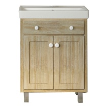 Тумба с раковиной Velvex Alba 60 см напольная, дуб сонома