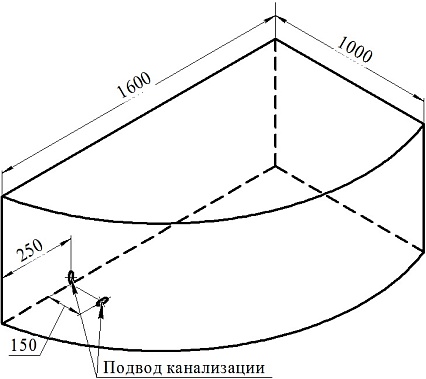 Акриловая ванна Ваннеса Модерна 160х100 см R