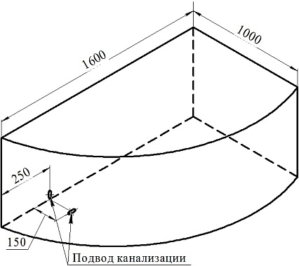 Акриловая ванна Ваннеса Модерна 160х100 см R