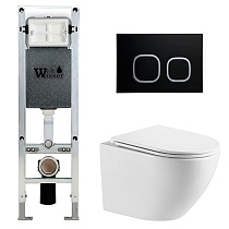 Комплект Weltwasser 10000011282 унитаз Merzbach 043 GL-WT + инсталляция + кнопка Amberg RD-BL