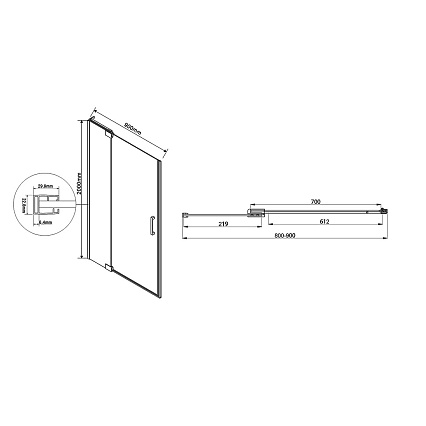 Душевая дверь Vincea Extra VDP-1E 80/90x200 хром, прозрачная