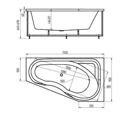 Акриловая ванна Aquatek Медея 170х95 см L/R