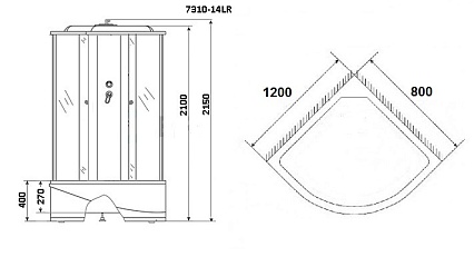 Душевая кабина Niagara NG-7310-14R 120x80 стекло матовое