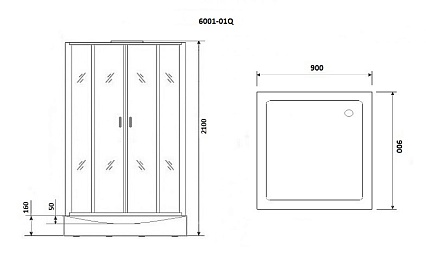 Душевая кабина Niagara Premium NG- 6001-01Q 90x90