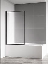 Шторка для ванны AQUAme AQM2859-9-L 90x140 левая, прозрачное стекло, черный