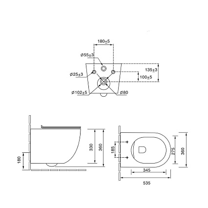Подвесной унитаз Vincea Tornado Globo VT1-14TMA безободковый, антрацит матовый