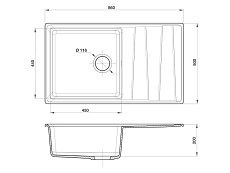 Кухонная мойка GranFest Level GF-LV-860L 86 см графит