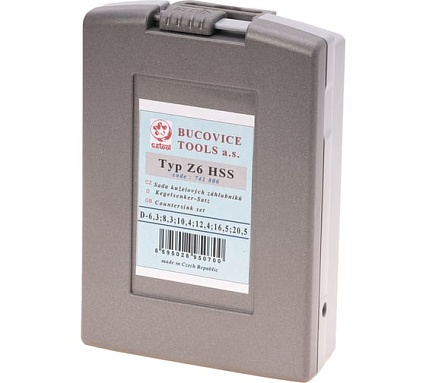 Набор зенковок 90° (6 шт; 6.3, 8.3, 10.4, 12.4, 16.5, 20.5; HSS) Bucovice Tools 741806