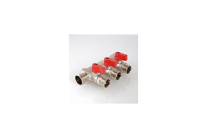 Комплект Valtec _18 VI7 Коллектор с отсекающими кранами, 1x3 вых. 1/2 нар. VTc.580.N.0603 + Адаптер д/коллектора /конус-плоскость/ 1/2 VTc.701.N.04 VT.VI7.K18.5800603.701
