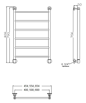 Полотенцесушитель водяной Aquanet Mauro 50x80 см