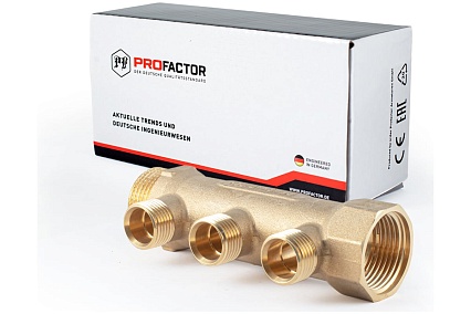 Коллектор латунный PROFACTOR в/н 1" х 3 вых 1/2" нар PF MF 263.3