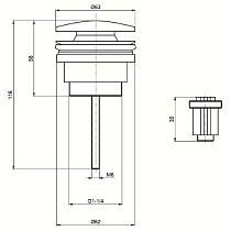 Донный клапан AQUAme AQM7003GM без перелива, металл