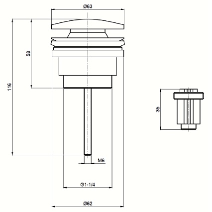 Донный клапан AQUAme AQM7003GM без перелива, металл