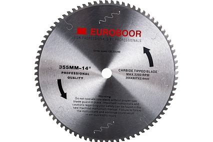 Диск пильный TCT по металлу (355х2.4х25.4 мм; 80 зубьев) Euroboor 130.355/80
