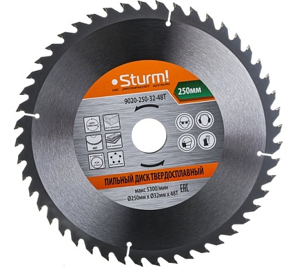 Диск пильный по дереву (250х32 мм; 48T) Sturm 9020-250-32-48T