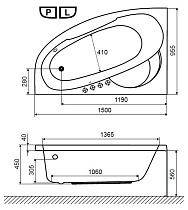 Акриловая ванна Excellent Laguna 150x95 L