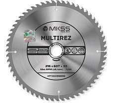 Диск пильный универсальный MKSS Toolbox MU2160 216x60Тх1.5/2.4x30мм Multirez MU21606030