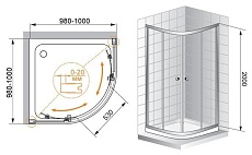 Душевой уголок Cezares Anima 100x100 ANIMA-W-R-2-100-C-Cr-IV прозрачный