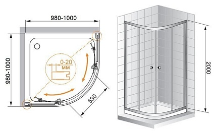 Душевой уголок Cezares Anima 100x100 ANIMA-W-R-2-100-C-Cr-IV прозрачный