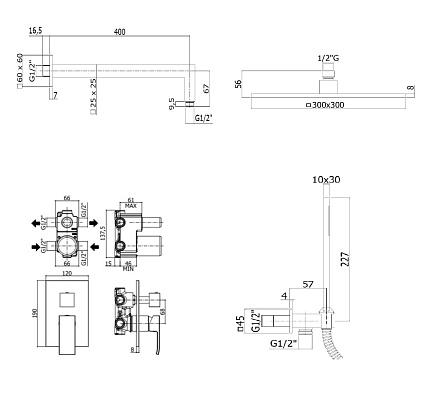 Душевой набор Paffoni Elle KITEL018CR/MKING душ 30 см, хром