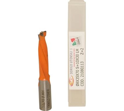 Сверло для глухих отверстий DORIGO HW Ø8x35x70 S=Ø10x30 Z=2 LH 21080113