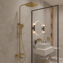 Душевая стойка Oliveeka Y-Line OL-739902-BG с термостатом, золото матовое