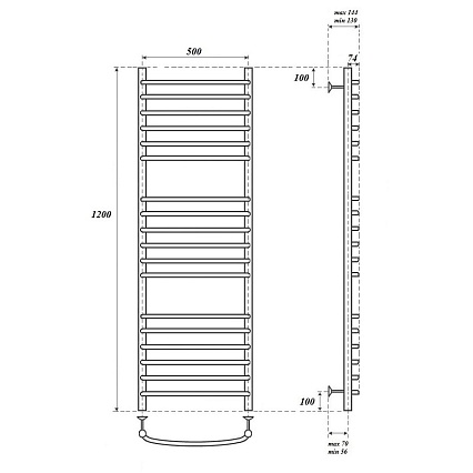 Полотенцесушитель электрический Point PN05152SE П18 50x120 хром