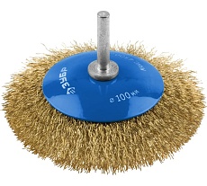 Щетка коническая (100 мм; 0.3 мм витая латунированная стальная проволока) для дрели Зубр 35233-100_z02