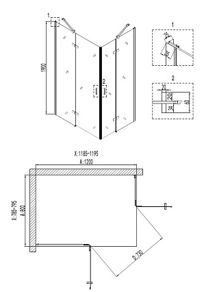 Душевой уголок Niagara Nova NG-6617-08 120x80 прозрачный, хром