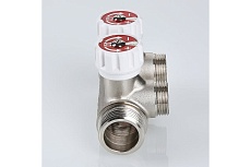 Коллектор с регулировочными вентилями Valtec 1&quot;х2 выхода, евроконус 3/4&quot; (на подающий трубопровод) VTc.570.NE.0602
