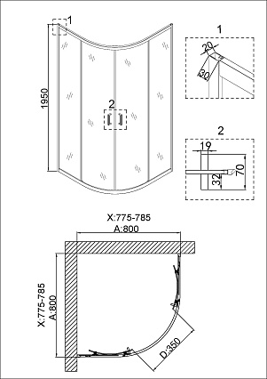 Душевой уголок Niagara Nova NG-6686-08 80x80 прозрачный, хром